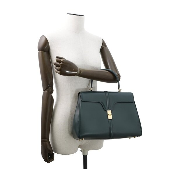 CELINE Classic 16 Seize 2-Way Handbag Leather Green 187373 - Picture 5 of 16